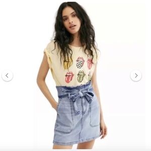 Free People Splendor In The Grass Mini denim skirt sz 10